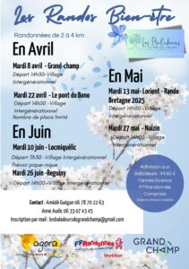 Programme Rando Bien etre Avril/ Mai /juin 2025