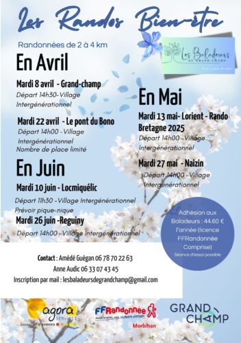 Programme Rando Bien etre Avril/ Mai /juin 2025